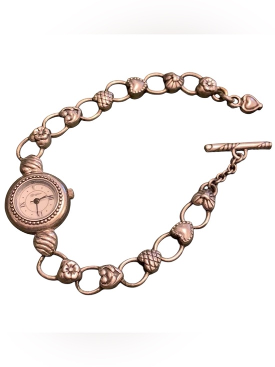 Brighton Accessories - Brighton Vintage Silver Heart & Floral Link Bracelet Watch - New Battery